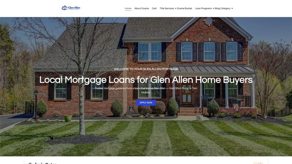 Screenshot of Glen Allen Mortgage — Duane Buziak website