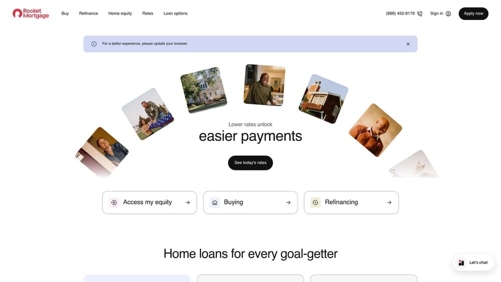 Screenshot of Rocket Mortgage website