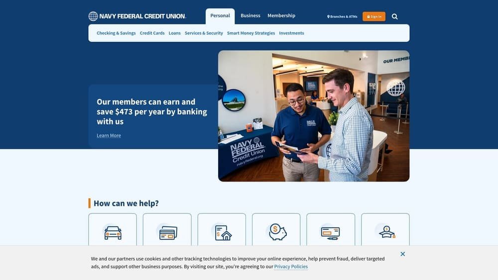 Screenshot of Navy Federal Credit Union website