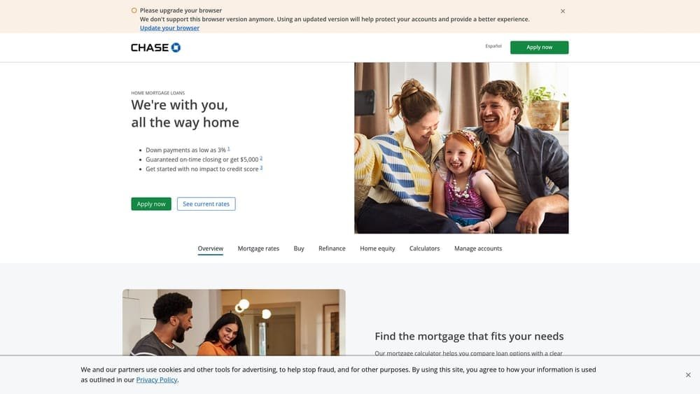 Screenshot of Chase Bank — Mortgage Pre-Approval website