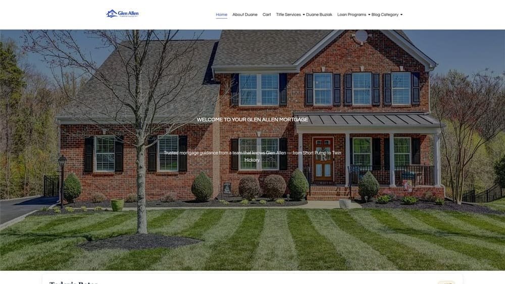 Screenshot of Glen Allen Mortgage — Duane Buziak / Coast2Coast Multi-Lender Platform website