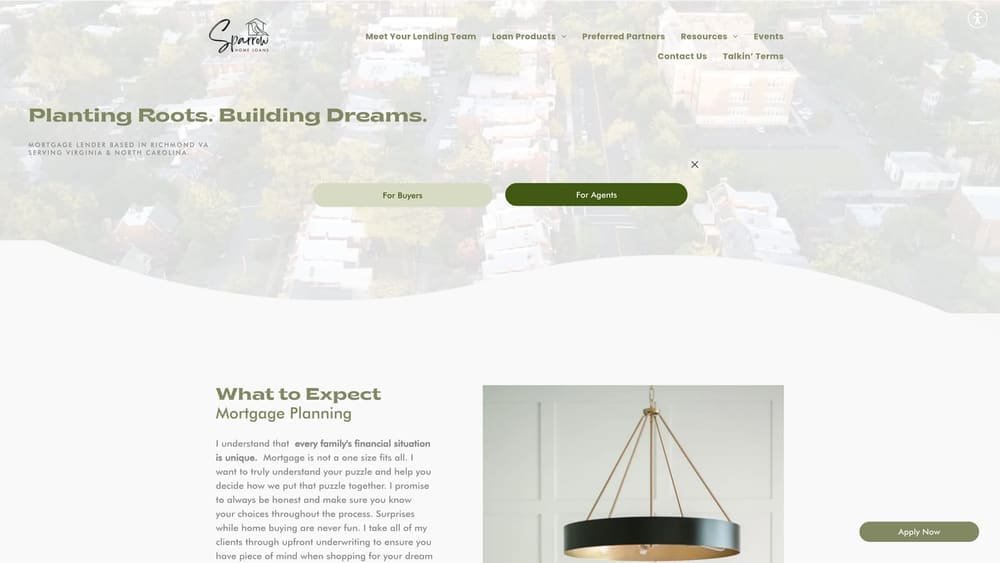 Screenshot of Sparrow Home Loans website