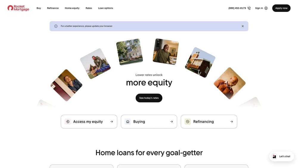 Screenshot of Rocket website