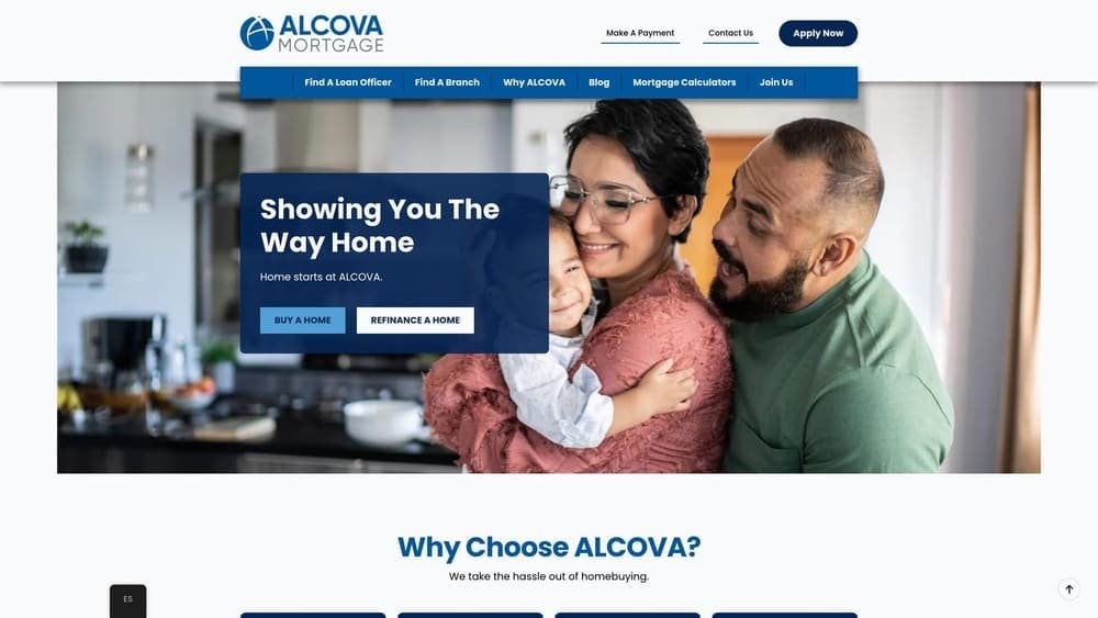 Screenshot of Alcova website